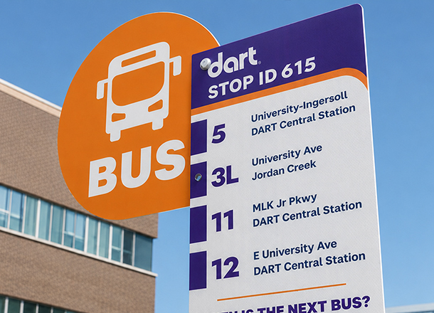 DART bus stop sign